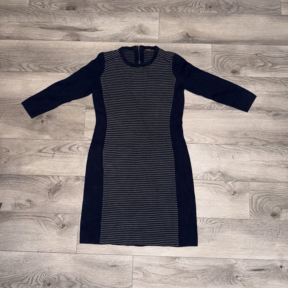 J. McLaughlin blue striped knit long sleeve dress‎ size medium